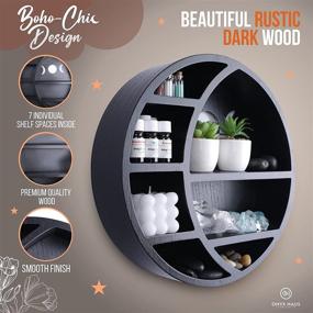 img 3 attached to 🌙 Onyx Haus Crescent Moon Shelf: Ideal Storage for Crystals, Essential Oils, Plants, and Art - Stylish Gothic Witchy Décor - Moon Phase Rustic Boho Shelfs - Black Wooden Floating Shelves