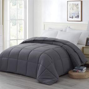 img 4 attached to WhatsBedding King Dark Grey Lightweight Comforter - All Season Quilted Duvet Insert with Corner Tabs - 102×90 Inch