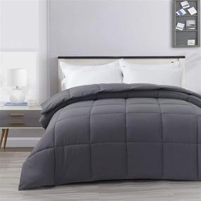 img 3 attached to WhatsBedding King Dark Grey Lightweight Comforter - All Season Quilted Duvet Insert with Corner Tabs - 102×90 Inch