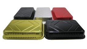 img 1 attached to 🍱 KitchenDance Disposable Black Aluminum 4 Pound Oblong Pans with Plastic Dome Lid 52180P - Pack of 50, Perfect for Food Storage and Takeout