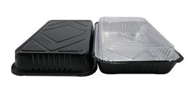 img 3 attached to 🍱 KitchenDance Disposable Black Aluminum 4 Pound Oblong Pans with Plastic Dome Lid 52180P - Pack of 50, Perfect for Food Storage and Takeout
