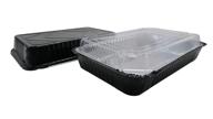 🍱 kitchendance disposable black aluminum 4 pound oblong pans with plastic dome lid 52180p - pack of 50, perfect for food storage and takeout logo