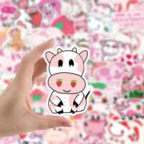 img 2 attached to 🍓 RUBANG Strawberry Cow Stickers | Kids and Teen Waterproof Decals for Water Bottles, Laptops, Hydro Flasks | Vinyl Phone Decal for Skateboards, Travel Cases