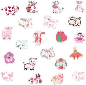 img 1 attached to 🍓 RUBANG Strawberry Cow Stickers | Kids and Teen Waterproof Decals for Water Bottles, Laptops, Hydro Flasks | Vinyl Phone Decal for Skateboards, Travel Cases