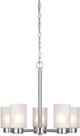 💡 westinghouse lighting sylvestre 6227400 - nickel brushed finish chandelier with frosted seeded glass, 5-light логотип