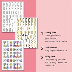 img 3 attached to ✨ Desecraft 148pcs Chipboard Thicker Silver Glitter Foam and Gold Foil Alphabet Stickers: Sparkle & Shine in Your Paper Projects!