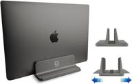 🖥️ space saving vertical laptop stand: adjustable aluminum dock for all laptops up to 20.3 inches - compatible with macbook pro/air, surface, hp, dell (gray) logo