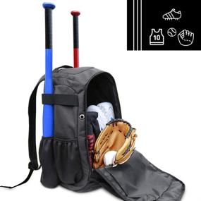 img 2 attached to 🎒 ZOEA Baseball Bat Bag Backpack - Youth and Adult T-Ball & Softball Gear with Spacious Compartment for 4 Bats, Helmet, Gloves, Cleats, Shoes & Helmet Holder