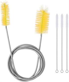 img 4 attached to Aquarium Filter Brush Kit | 1pc Double-Ended Drain Brush + 3pcs Stainless Steel Flexible Long Tube Cleaning Brush Set | Ideal for Fish Tank, Aquarium, Home, Kitchen Tube Cleaning