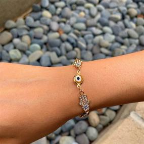 img 2 attached to 👁️ Gold Plated Evil Eye Link Bracelet - Handmade Cute Charm Bracelet by ZENNEN