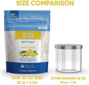 img 2 attached to Освежающая соль для ванн с детоксом: 32 унции смесь эпсомской соли с имбирем, эфирными маслами лимона и витамином C - безопасный для использования пленчатый пакет, не содержащий БПА.