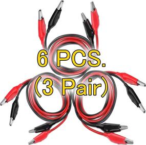 img 2 attached to 🐊 Kojiki Alligator Test Leads (6pc Set) - Silicone Insulated Circuit Jumper Wires with Alligator Clips - Red/Black Cable - Soldered Connections - KJK33