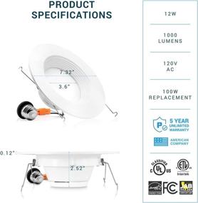 img 3 attached to 🔆 PARMIDA (4-Pack) 5/6 inch Dimmable LED Recessed Lighting, Retrofit Downlight - Baffle Trim, 12W (100W Replacement), Ceiling Can Lights, 1000lm, ENERGY STAR & ETL-Listed, 2700k