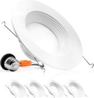 🔆 parmida (4-pack) 5/6 inch dimmable led recessed lighting, retrofit downlight - baffle trim, 12w (100w replacement), ceiling can lights, 1000lm, energy star & etl-listed, 2700k логотип