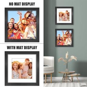 img 2 attached to 🖼️ VMUZEDER 8x8 Picture Frames Set of 2 - Wood Black with HD Glass - Table Top & Wall Display for 8x8 or 5x5 Photos