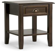 🪑 simpli home burlington solid wood 18" espresso brown end side table with storage, 1 drawer & 1 shelf - ideal for living room & bedroom logo