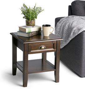 img 3 attached to 🪑 Simpli Home Burlington Solid Wood 18" Espresso Brown End Side Table with Storage, 1 Drawer & 1 Shelf - Ideal for Living Room & Bedroom