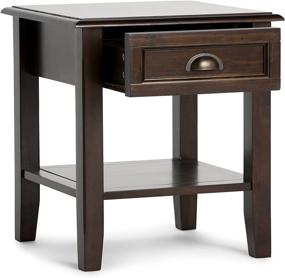 img 2 attached to 🪑 Simpli Home Burlington Solid Wood 18" Espresso Brown End Side Table with Storage, 1 Drawer & 1 Shelf - Ideal for Living Room & Bedroom