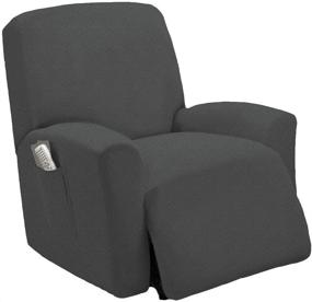 img 4 attached to 🪑 Enhance Your Recliner with Golden Linens Stretch Slipcovers in Gray - Featuring Remote Pocket & Perfect Fit for Most Recliner Chairs