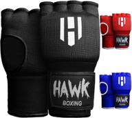 🥊 hawk padded inner gloves gel elastic hand wraps for boxing gloves- quick wraps for men & women in kickboxing, muay thai, and mma- protective handwraps for fist, knuckle, and wrist- training bandages (pair) logo