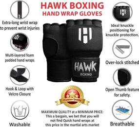 img 3 attached to 🥊 Hawk Padded Inner Gloves Gel Elastic Hand Wraps for Boxing Gloves- Quick Wraps for Men & Women in Kickboxing, Muay Thai, and MMA- Protective Handwraps for Fist, Knuckle, and Wrist- Training Bandages (Pair)
