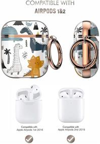 img 3 attached to 🎧 Милый и портативный чехол для наушников Airpods для девочек, детей, женщин и мужчин: защитите свои наушники Apple Airpods с помощью не выцветающих узоров, ударопрочный жесткий чехол с карабином - совместим с Airpods 2 и 1.