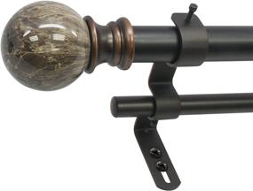 img 4 attached to Decopolitan 30023-36BR Brown Marble Ball Double Telescoping Drapery Rod Set, 36-72 Inches - Stylish and Versatile Window Decor Solution