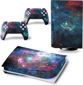 img 2 attached to 🎮 Full Body Vinyl Skin Decal Cover for PS5 Digital Edition Console and Controllers (CD Version) - Dark Starry Sky Design