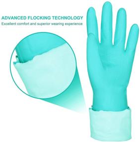 img 1 attached to 🧤 Latex-Free Reusable Kitchen Cleaning Gloves - 2 Pairs (Purple+Blue, Large) for Dishwashing with Non-Slip Swirl Grip and Cotton Lining