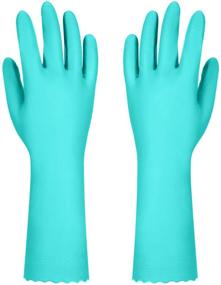 img 3 attached to 🧤 Latex-Free Reusable Kitchen Cleaning Gloves - 2 Pairs (Purple+Blue, Large) for Dishwashing with Non-Slip Swirl Grip and Cotton Lining