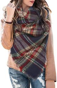 img 4 attached to 🧣 Womens Plaid Blanket Scarf Winter Soft Tassel Scarfs: A Gorgeous Wrap Shawl by Chuanqi