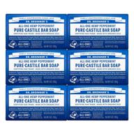 🧼 dr. bronner’s peppermint pure-castile bar soap - 6-pack, 5 oz - organic, gentle &amp; moisturizing - face, body &amp; hair care - biodegradable, vegan &amp; cruelty-free logo