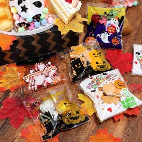 img 2 attached to 🎃 Pack of 400 Halloween Candy Bags - Self Adhesive Treat Cellophane Bags in 8 Clear Styles for Halloween Party Supplies, Homemade Crafts, and Snack Gift Packing