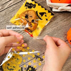 img 3 attached to 🎃 Pack of 400 Halloween Candy Bags - Self Adhesive Treat Cellophane Bags in 8 Clear Styles for Halloween Party Supplies, Homemade Crafts, and Snack Gift Packing