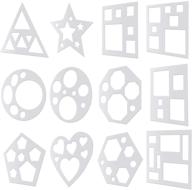 set of 12 sidewalk chalk stencils - plastic stencil templates for drawing, arts, and crafts - geometry shapes logo