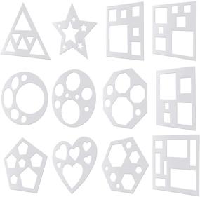 img 4 attached to Set of 12 Sidewalk Chalk Stencils - Plastic Stencil Templates for Drawing, Arts, and Crafts - Geometry Shapes