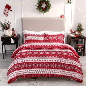 img 4 attached to Bedsure Christmas Duvet Cover Queen - Festive Holiday Bedding Sets with Printed Pattern - Soft Microfiber Comforter Cover - 3 Piece Bedding Set