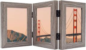 img 4 attached to 🖼️ Frametory 4x6 Trifold Picture Frame: Stylish Grey Desktop Hinged Photo Frames, Vertical Display, Folding Design and Clear Glass