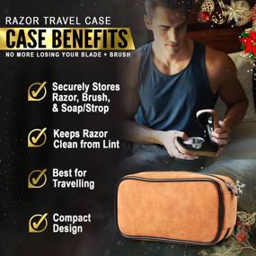 img 3 attached to 🧳 Keep Your Razor & Brush Pristine with our Leather Travel Case - Perfect for Safety, Straight, and Disposable Razors - Travel In Style!