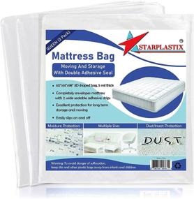 img 4 attached to 🛏️ 2-Pack Waterproof Mattress Protectors by Starplastix - Heavy Duty 5mil Thick Queen Size Covers - Tear Resistant Moving Bags with Adhesive Strips for Mattresses, Couches & Furniture