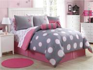 🛏️ vcny home sophie collection comforter set - soft & cozy bedding, stylish chic design for home décor, twin size, grey/pink, machine washable - 8 piece set logo