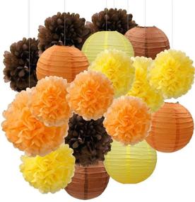 img 3 attached to 🍁 Fall Party Decorations, Autumn Decor, Thanksgiving Party Package, Orange Party Kit, Tissue Pom Pom Paper Lanterns for Thanksgiving Party Decorations and Birthday Party Decorations by Furuix