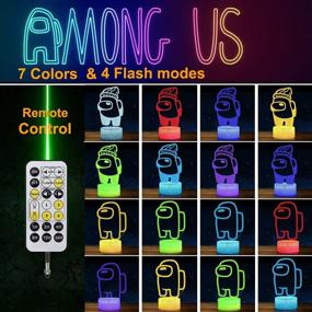 img 3 attached to 🔴 Among Us Colortown Lamp, Light & Toys for Boys – 3D Night Light (2 Patterns) with Remote, 7 Colors Changing. Ideal Gaming Room Decor Gift for Boys, Men, and Girls. Red, 3 Inches