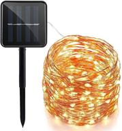 🌟 solar string lights: 200led copper wire fairy lights for outdoor/indoor decoration, 8 modes, waterproof - ideal for christmas party, wedding, patio, garden, bedroom - warm white logo