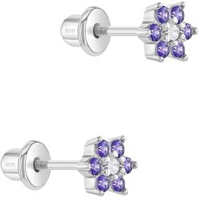 img 3 attached to 925 Sterling Silver 5mm Multicolored CZ Flower Screw Back Earrings for Young Girls - Delicate Floral Screw Back Earrings for Infants, Toddlers - CZ Flower Studs with Secure Screw Back Locking for Children