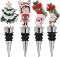 yuokwer christmas wine and beverage bottle stopper set - festive holiday accessory and host/hostess gift логотип