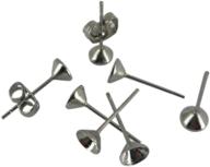 100 stainless steel earrings pin cup stud findings diy with metal back post pad blank - yoyostore (5mm, silvertone) logo