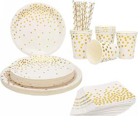 img 4 attached to 🍽️ Enhanced Disposable Tableware Set with Tablecloth and Dinnerware