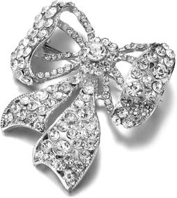 img 2 attached to Sparkle in Style with Jones New York Silver Ribbon Crystal Rhinestone Brooches and Pins