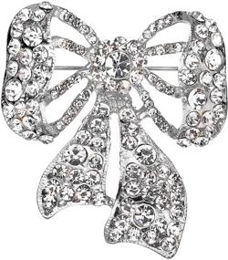 img 4 attached to Sparkle in Style with Jones New York Silver Ribbon Crystal Rhinestone Brooches and Pins